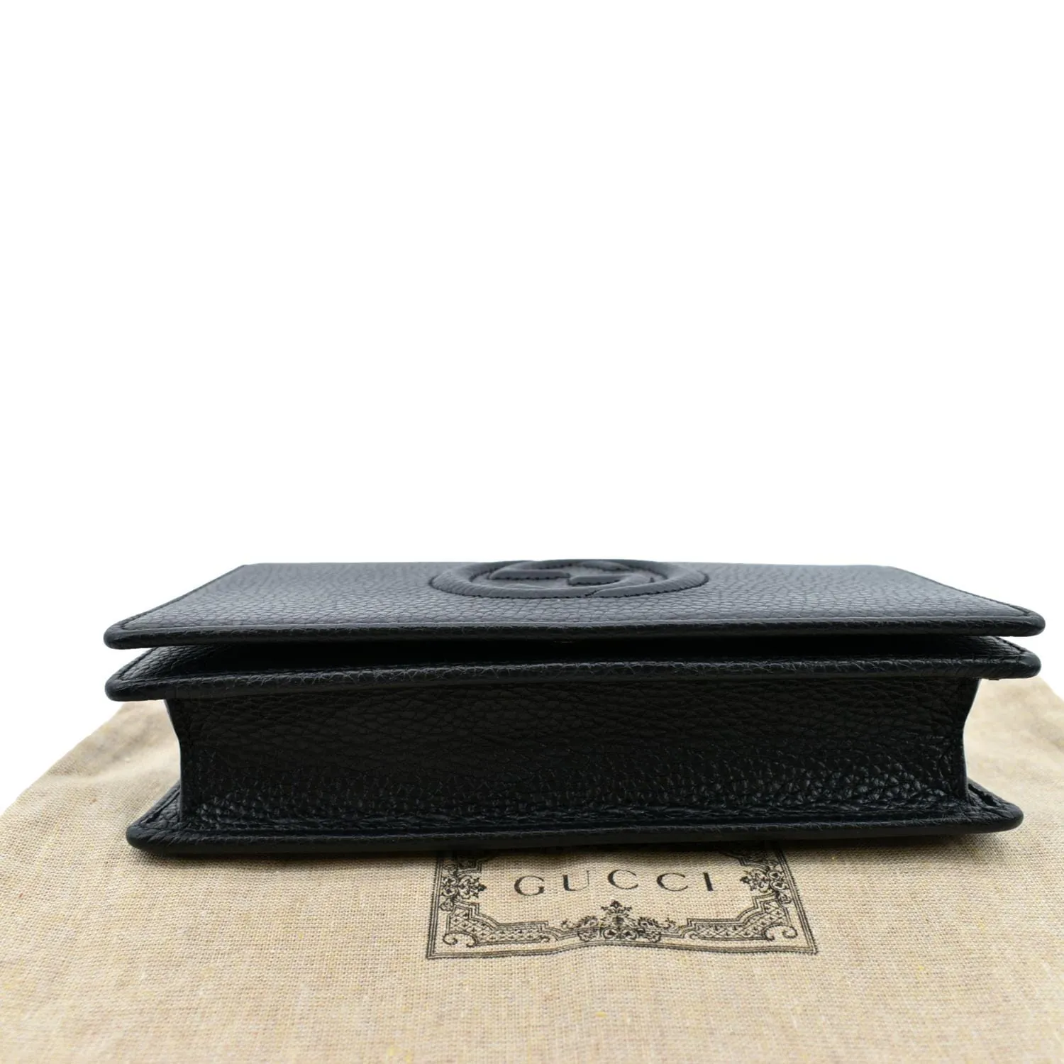 GUCCI Soho Leather Wallet On Chain Crossbody Bag Black 598211