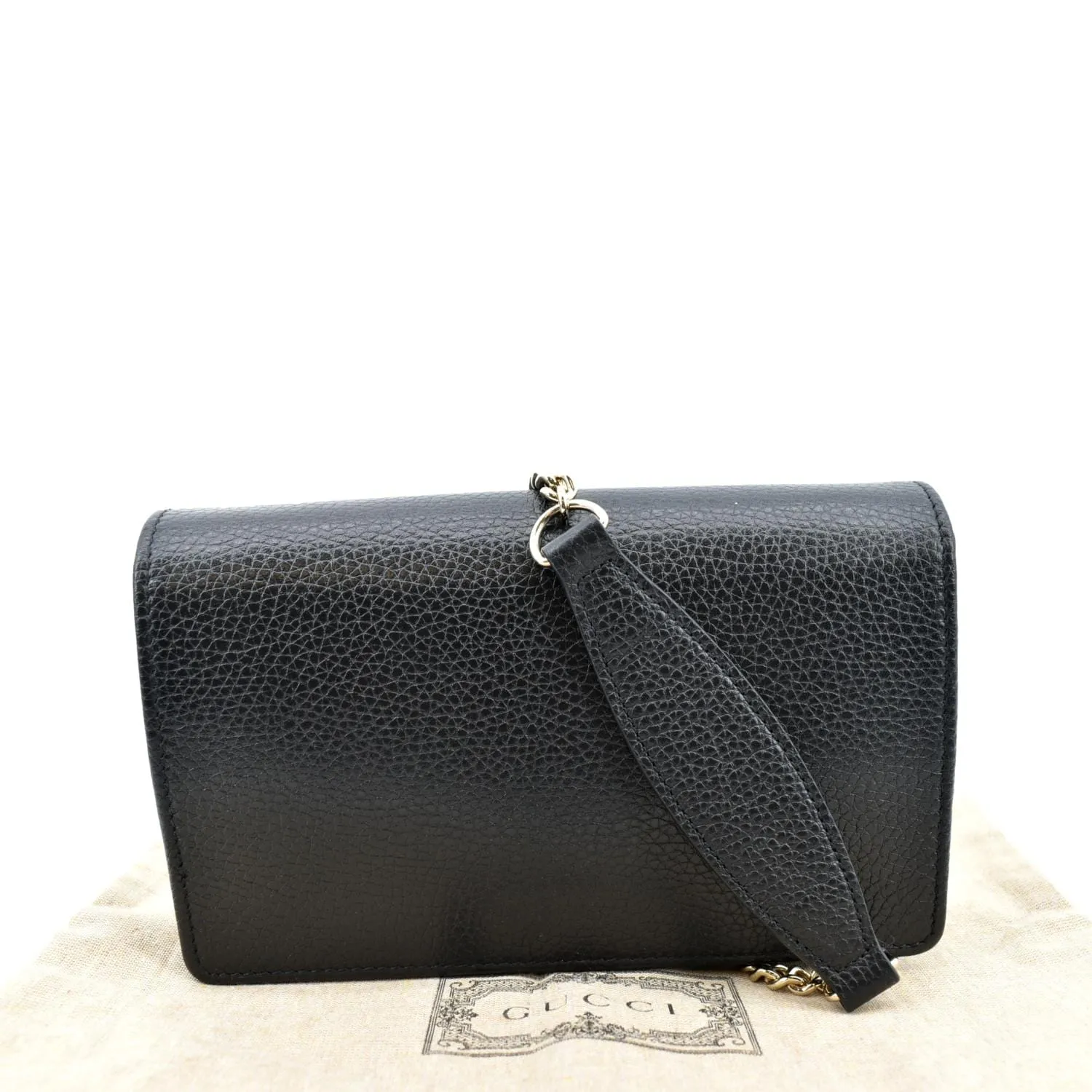 GUCCI Soho Leather Wallet On Chain Crossbody Bag Black 598211