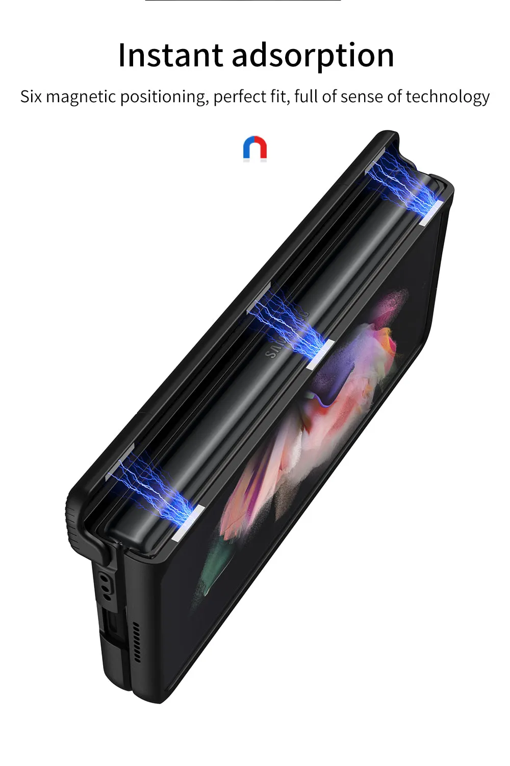 Heavy duty Armor Magnetic Hinge Cover For Samsung Galaxy Z Fold 3 5G Case Anti-knock Stand Cover For Galaxy Z Fold 3 Funda