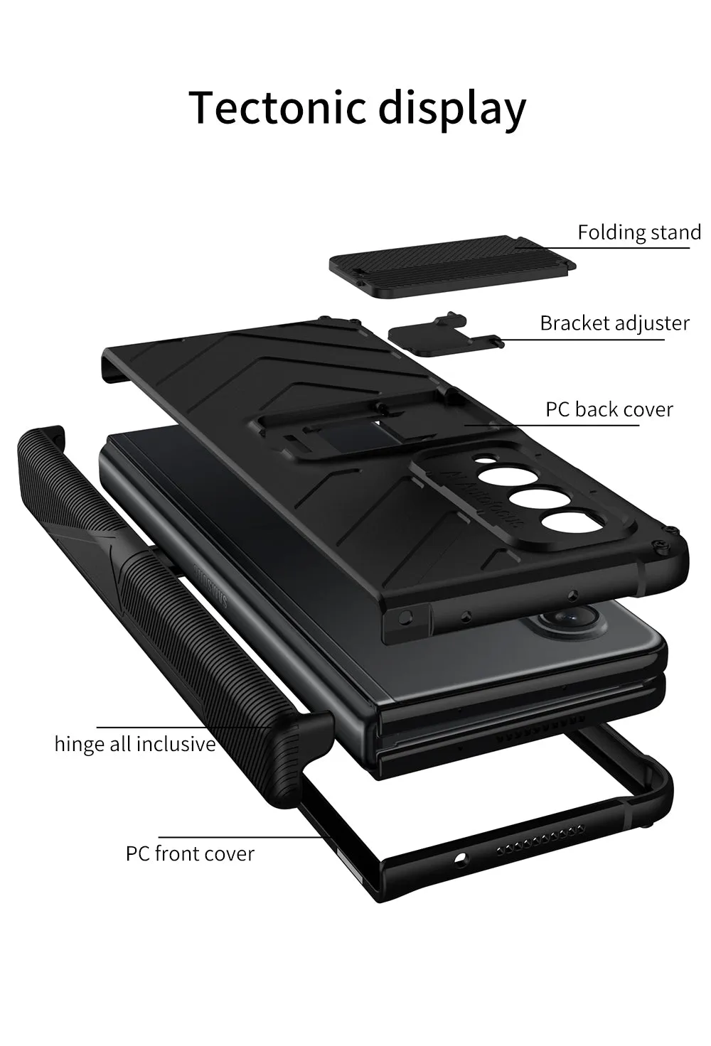 Heavy duty Armor Magnetic Hinge Cover For Samsung Galaxy Z Fold 3 5G Case Anti-knock Stand Cover For Galaxy Z Fold 3 Funda