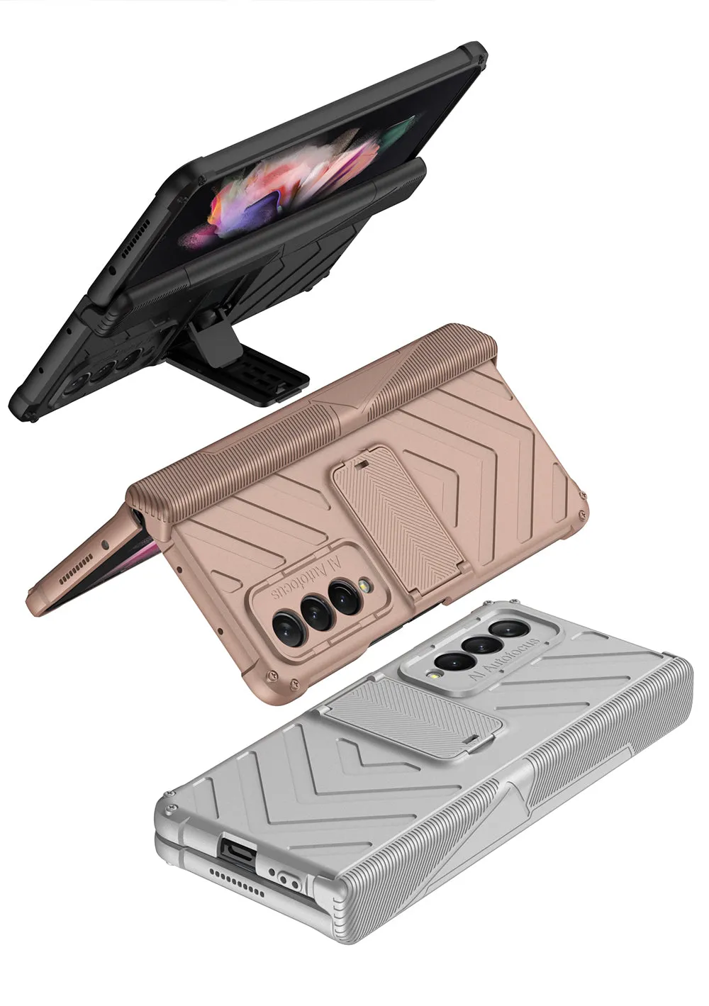 Heavy duty Armor Magnetic Hinge Cover For Samsung Galaxy Z Fold 3 5G Case Anti-knock Stand Cover For Galaxy Z Fold 3 Funda