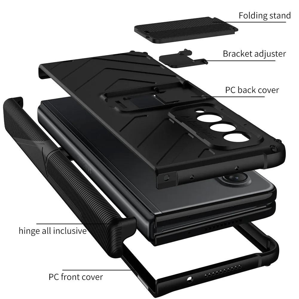 Heavy duty Armor Magnetic Hinge Cover For Samsung Galaxy Z Fold 3 5G Case Anti-knock Stand Cover For Galaxy Z Fold 3 Funda