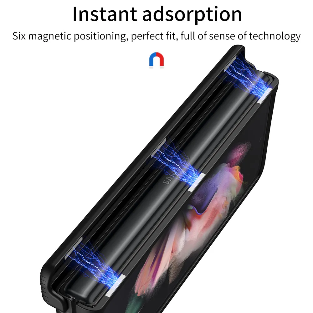 Heavy duty Armor Magnetic Hinge Cover For Samsung Galaxy Z Fold 3 5G Case Anti-knock Stand Cover For Galaxy Z Fold 3 Funda