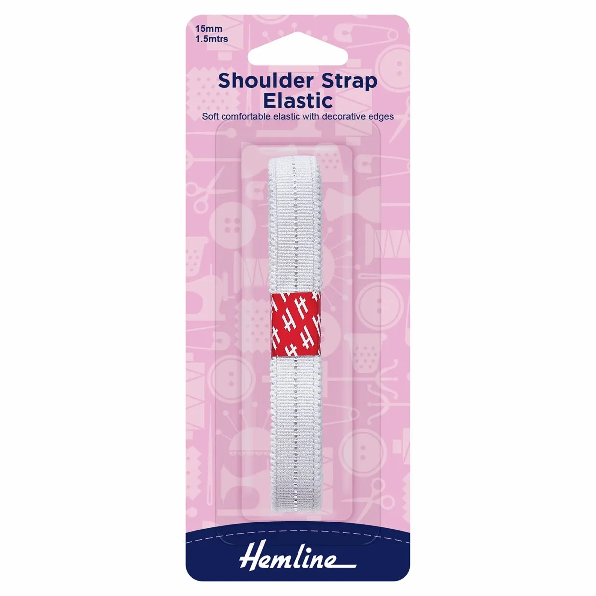 Hemline Elastic Shoulder Strap - 15mm - White