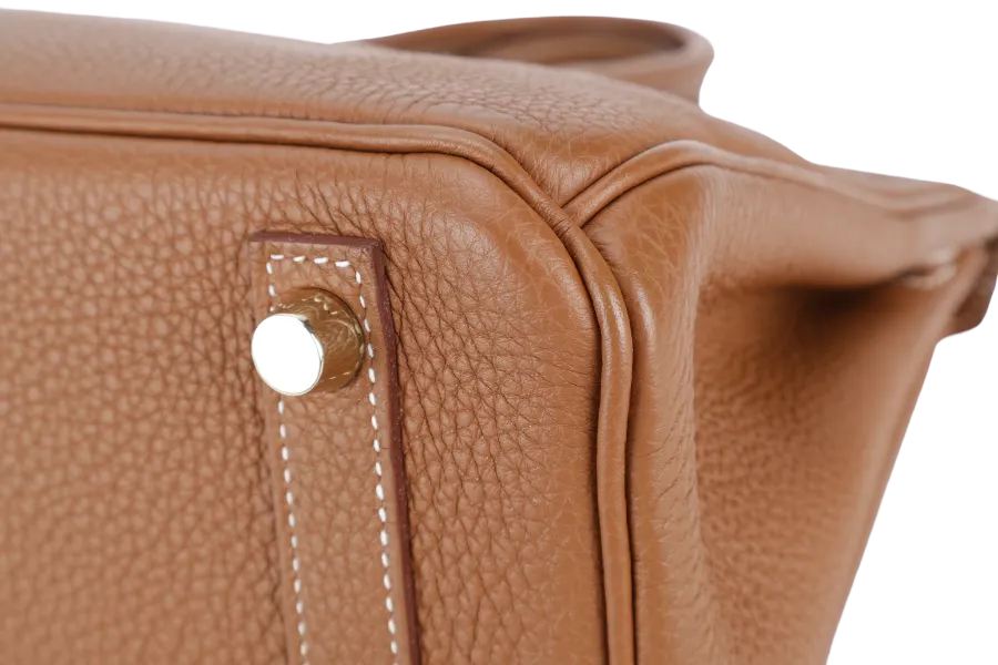 HERMES BIRKIN 25 GOLD TOGO GOLD HARDWARE STAMP X (2016} WITH LOCK & KEYS, RAINCOAT AND DUST COVER