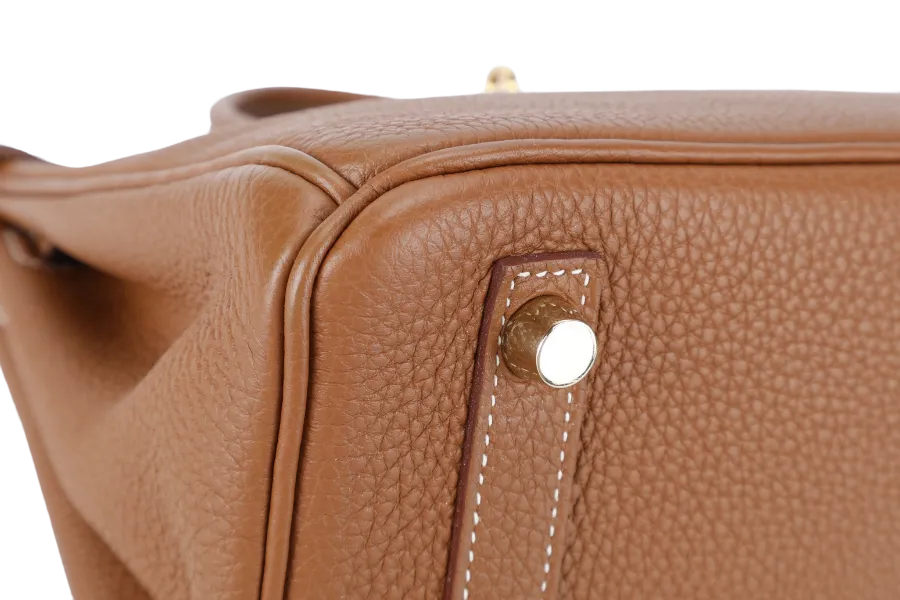 HERMES BIRKIN 25 GOLD TOGO GOLD HARDWARE STAMP X (2016} WITH LOCK & KEYS, RAINCOAT AND DUST COVER