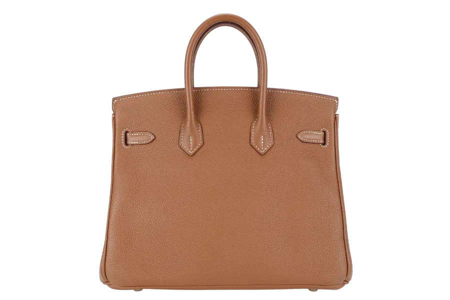 HERMES BIRKIN 25 GOLD TOGO GOLD HARDWARE STAMP X (2016} WITH LOCK & KEYS, RAINCOAT AND DUST COVER