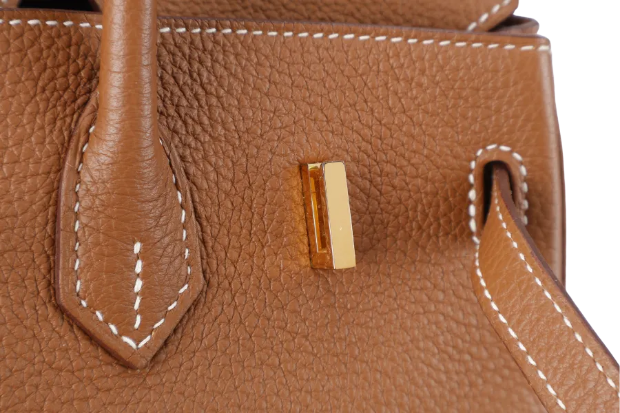 HERMES BIRKIN 25 GOLD TOGO GOLD HARDWARE STAMP X (2016} WITH LOCK & KEYS, RAINCOAT AND DUST COVER