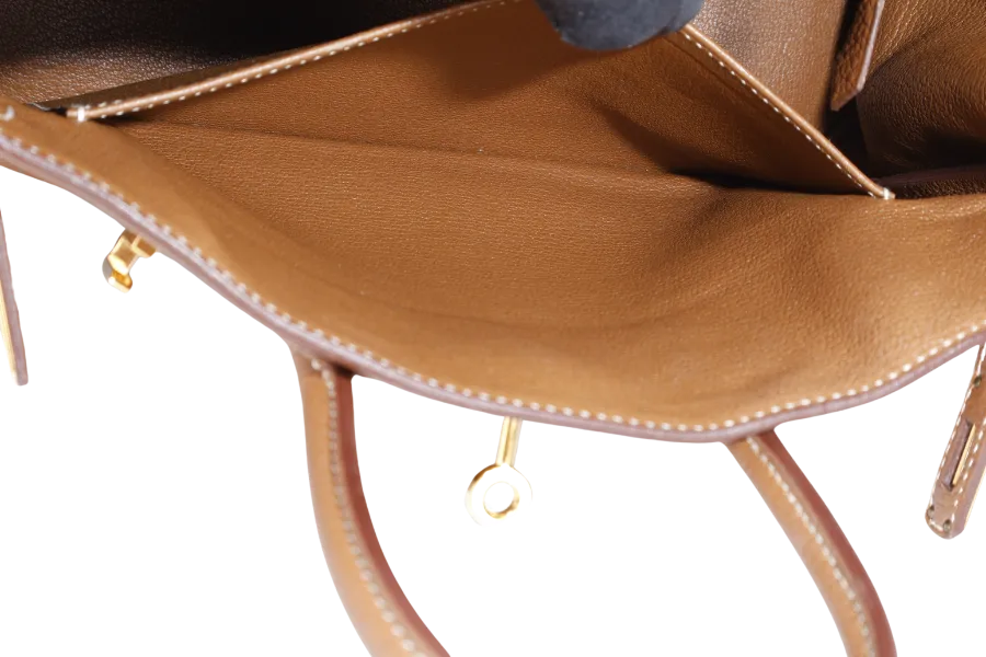 HERMES BIRKIN 25 GOLD TOGO GOLD HARDWARE STAMP X (2016} WITH LOCK & KEYS, RAINCOAT AND DUST COVER