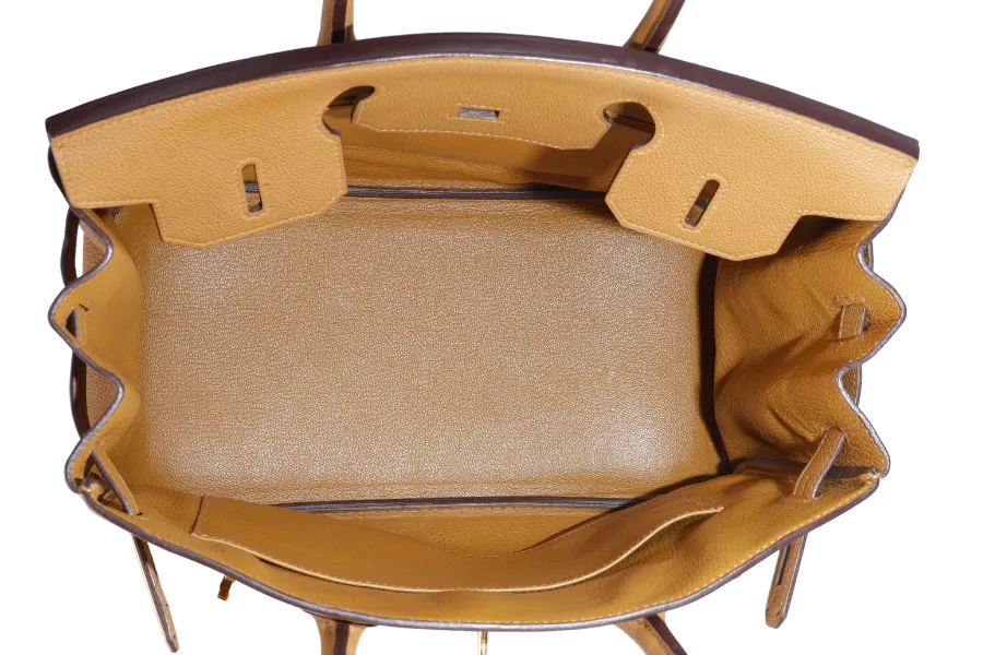 HERMES BIRKIN 30 STAMP T (YEAR 2015) TOFFEE EVER COLOR LEATHER GOLD HARDWARE WITH DUST COVER