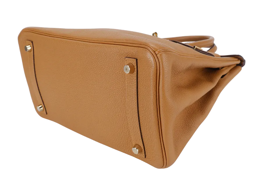 HERMES BIRKIN 30 STAMP T (YEAR 2015) TOFFEE EVER COLOR LEATHER GOLD HARDWARE WITH DUST COVER