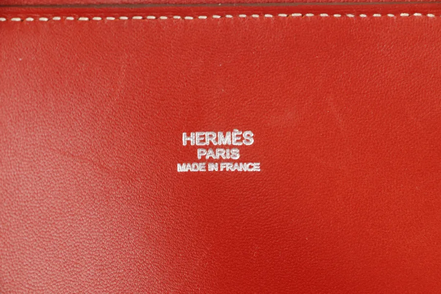 HERMES BOLIDE 35 SANGUINE CLEMENCE SILVER HARDWARE STAMP P SQUARE (YEAR 2012) WITH STRAPS, KEYS, LOCK AND DUST COVER