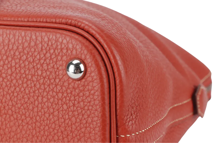 HERMES BOLIDE 35 SANGUINE CLEMENCE SILVER HARDWARE STAMP P SQUARE (YEAR 2012) WITH STRAPS, KEYS, LOCK AND DUST COVER