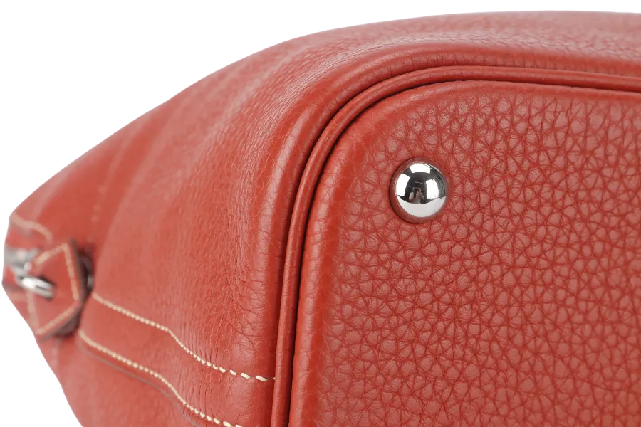 HERMES BOLIDE 35 SANGUINE CLEMENCE SILVER HARDWARE STAMP P SQUARE (YEAR 2012) WITH STRAPS, KEYS, LOCK AND DUST COVER