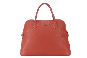 HERMES BOLIDE 35 SANGUINE CLEMENCE SILVER HARDWARE STAMP P SQUARE (YEAR 2012) WITH STRAPS, KEYS, LOCK AND DUST COVER