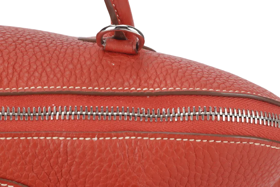 HERMES BOLIDE 35 SANGUINE CLEMENCE SILVER HARDWARE STAMP P SQUARE (YEAR 2012) WITH STRAPS, KEYS, LOCK AND DUST COVER