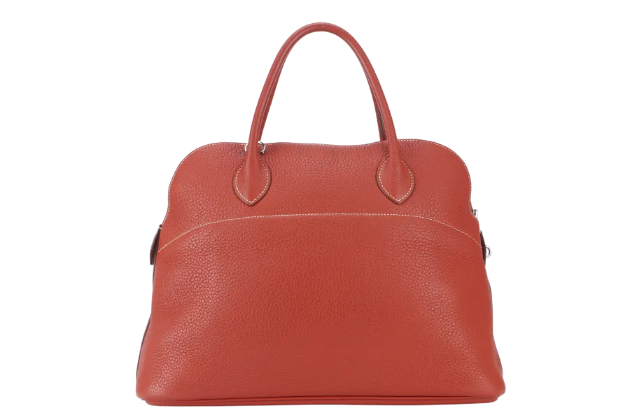 HERMES BOLIDE 35 SANGUINE CLEMENCE SILVER HARDWARE STAMP P SQUARE (YEAR 2012) WITH STRAPS, KEYS, LOCK AND DUST COVER