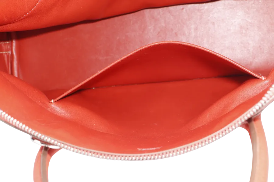 HERMES BOLIDE 35 SANGUINE CLEMENCE SILVER HARDWARE STAMP P SQUARE (YEAR 2012) WITH STRAPS, KEYS, LOCK AND DUST COVER