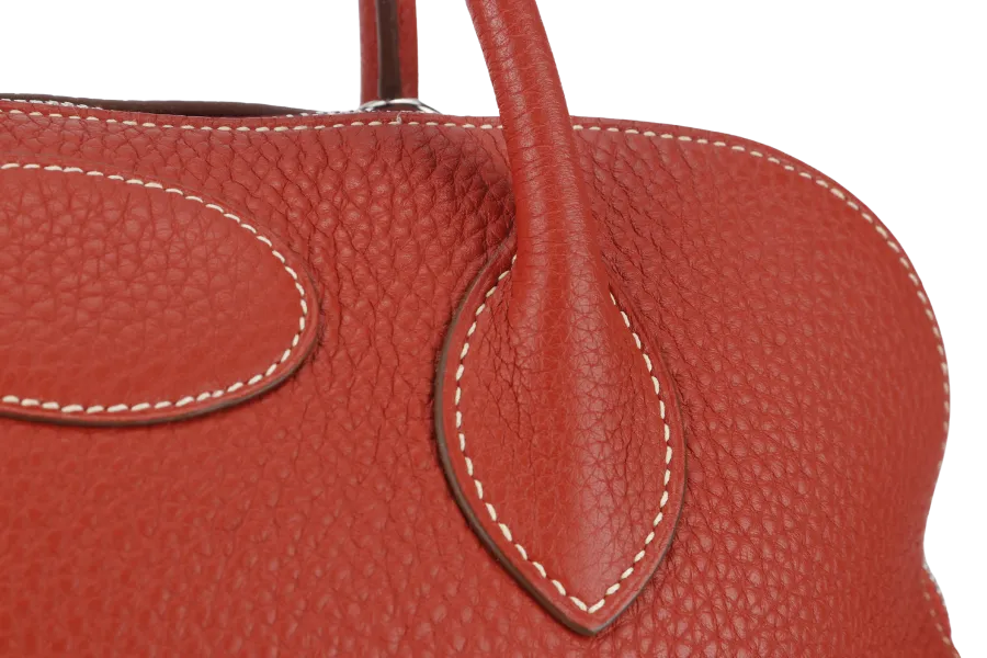 HERMES BOLIDE 35 SANGUINE CLEMENCE SILVER HARDWARE STAMP P SQUARE (YEAR 2012) WITH STRAPS, KEYS, LOCK AND DUST COVER