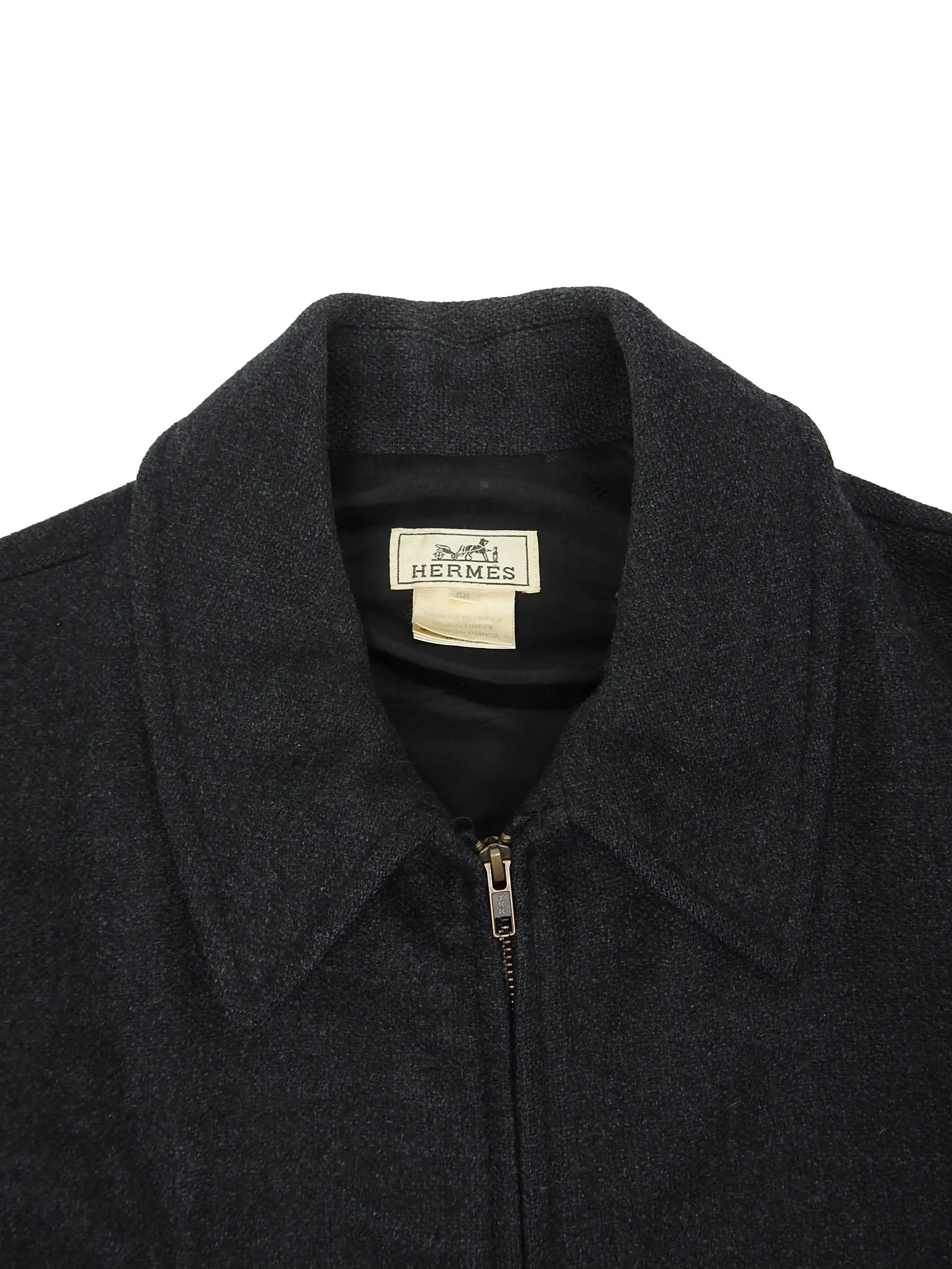Hermes Charcoal Wool Coat Size 58