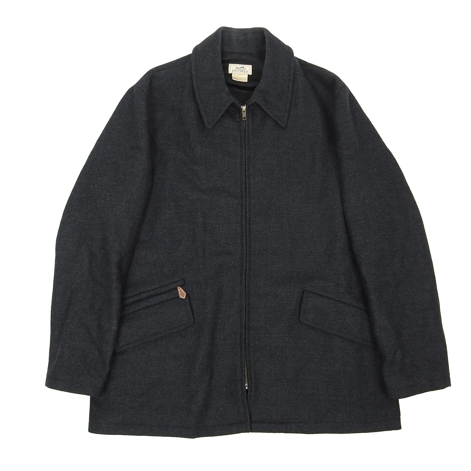 Hermes Charcoal Wool Coat Size 58