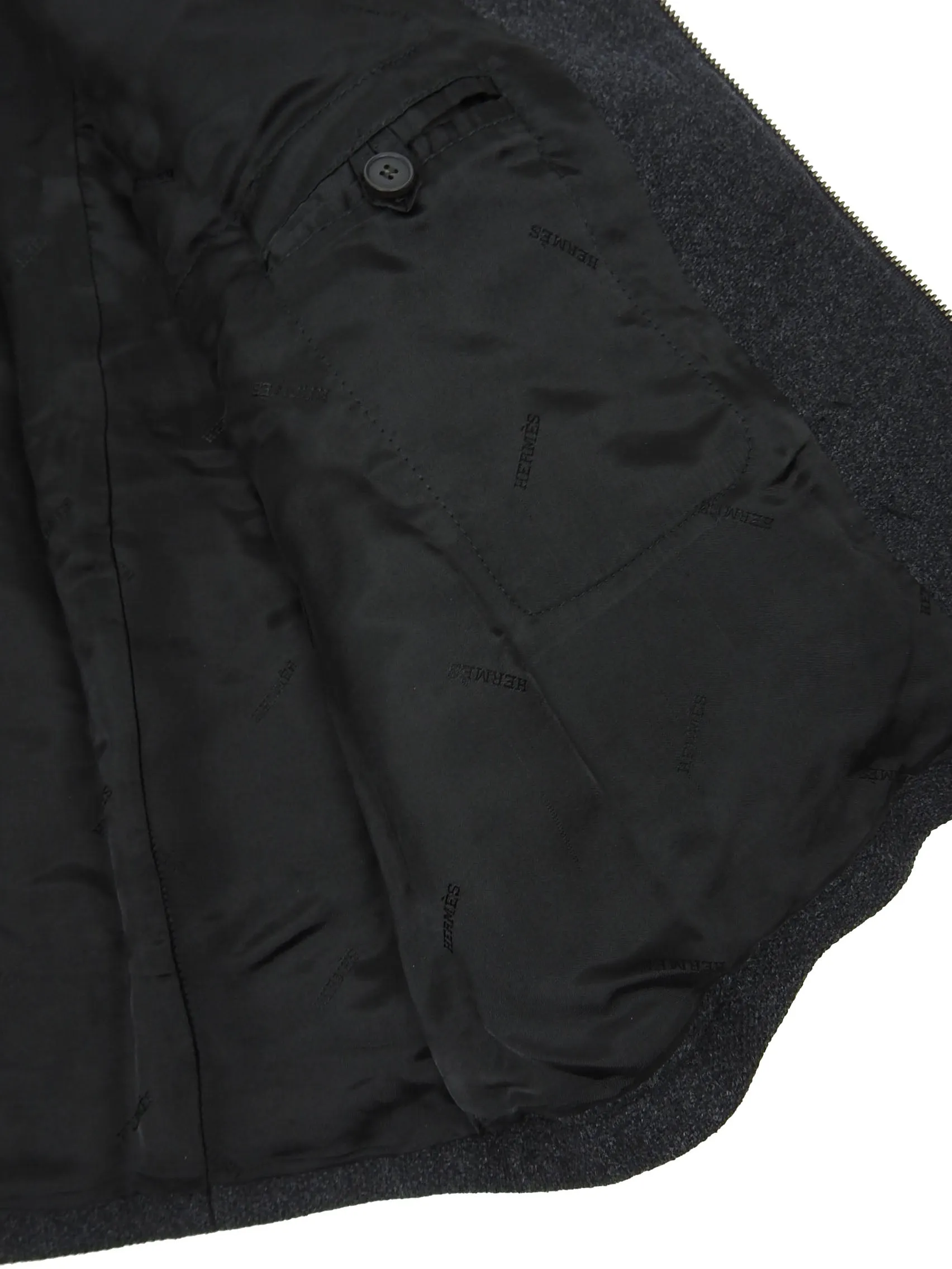 Hermes Charcoal Wool Coat Size 58