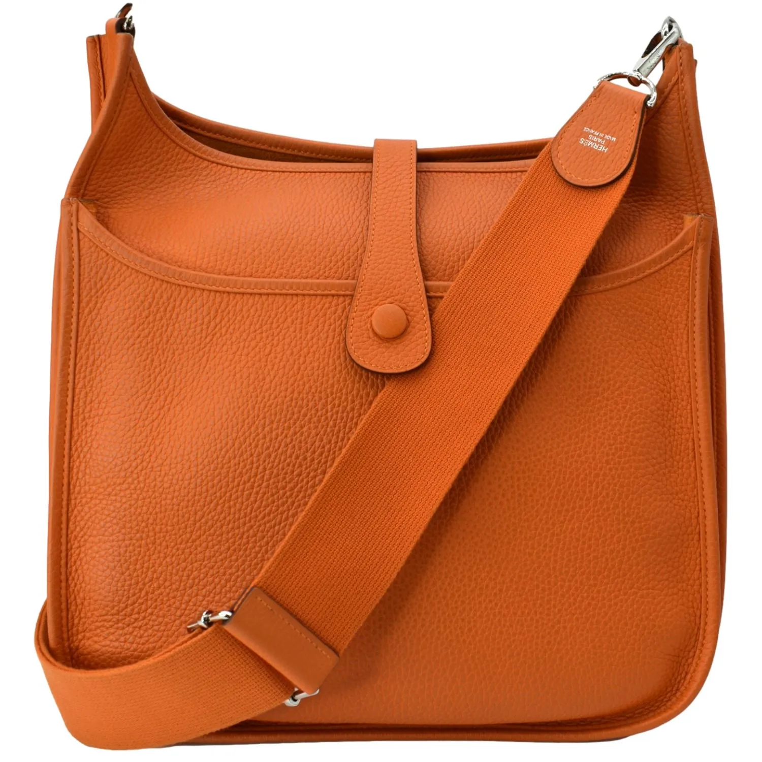 HERMES Evelyne PM III Clemence Leather Crossbody Bag Orange