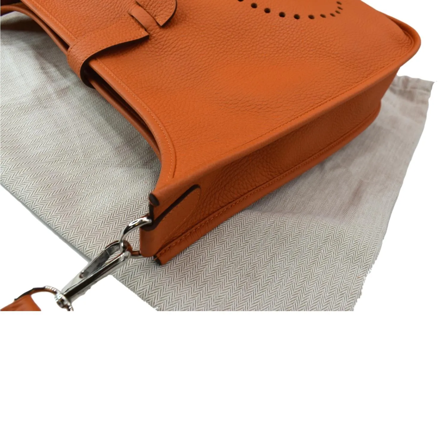 HERMES Evelyne PM III Clemence Leather Crossbody Bag Orange