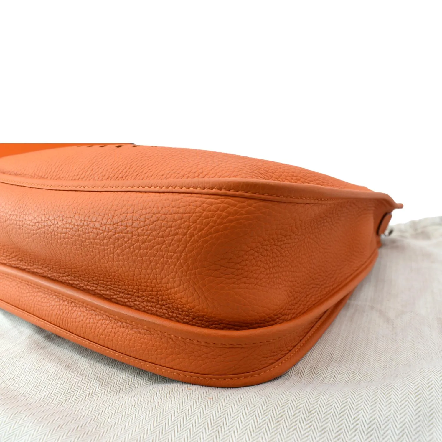 HERMES Evelyne PM III Clemence Leather Crossbody Bag Orange