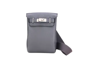 HERMES HAC A DOS PM (STAMP B) PLOMB COLOR TOGO LEATHER SILVER HARDWARE, WITH DUST COVER & BOX