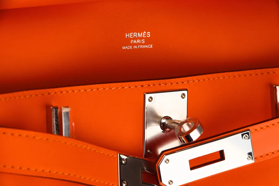 HERMES SAC JYPSIERE MINI (STAMP B) ORANGE MINIUM COLOR VEAU SWIFT  WITH SANGLE WOOLY UNIE ALOR DUST COVER & BOX