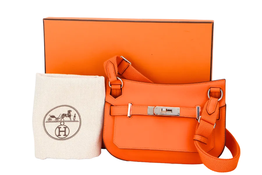HERMES SAC JYPSIERE MINI (STAMP B) ORANGE MINIUM COLOR VEAU SWIFT  WITH SANGLE WOOLY UNIE ALOR DUST COVER & BOX