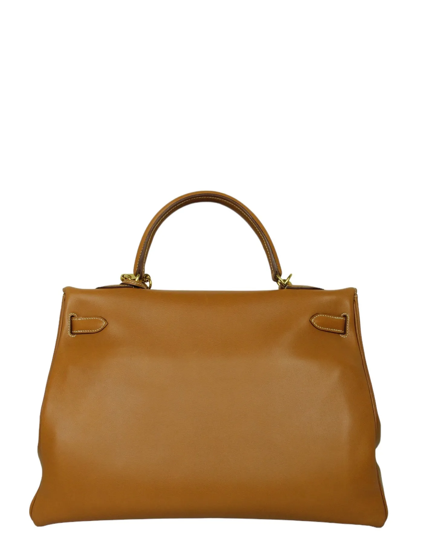 Hermes Tan Box Leather 35cm Kelly Bag GHW