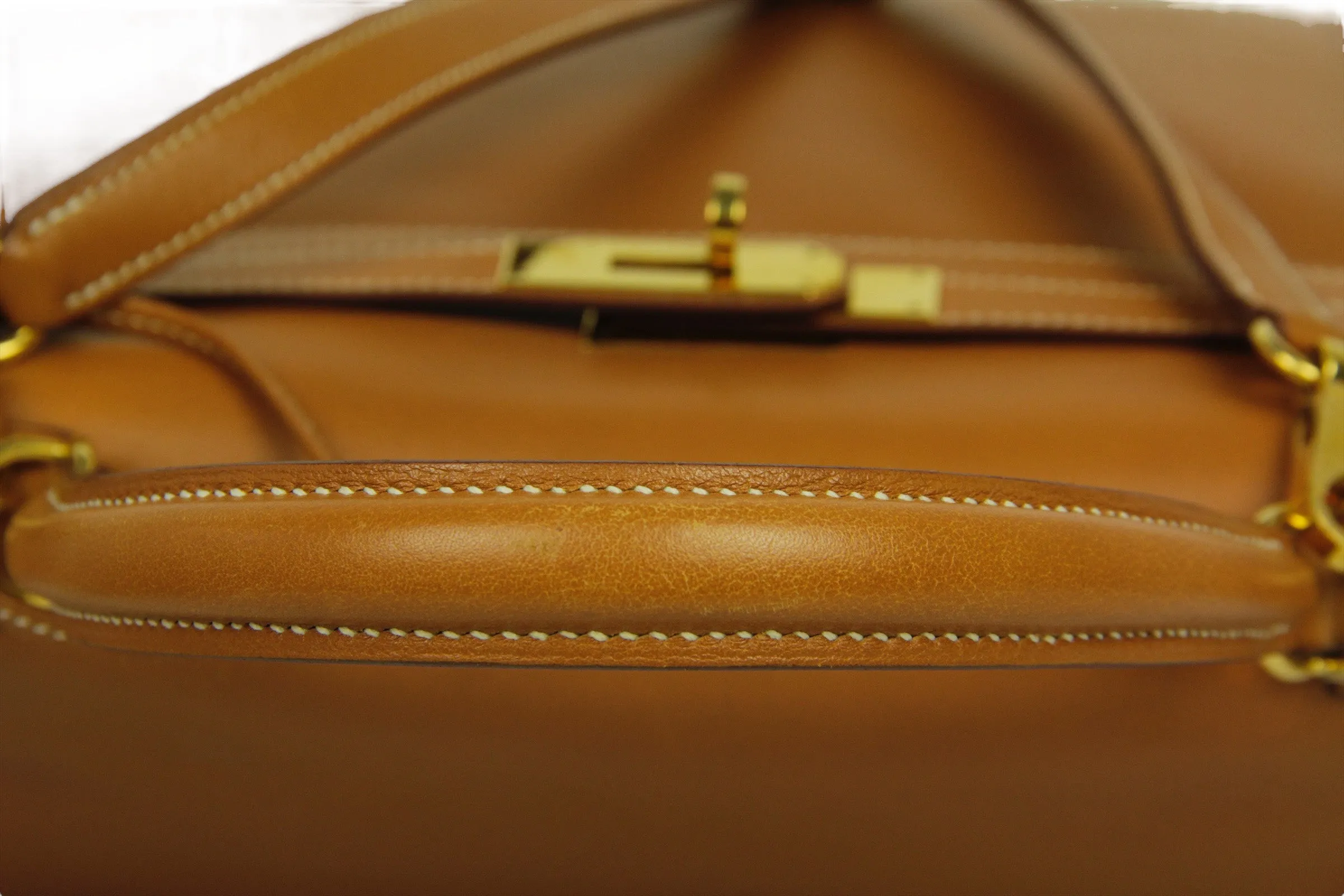 Hermes Tan Box Leather 35cm Kelly Bag GHW