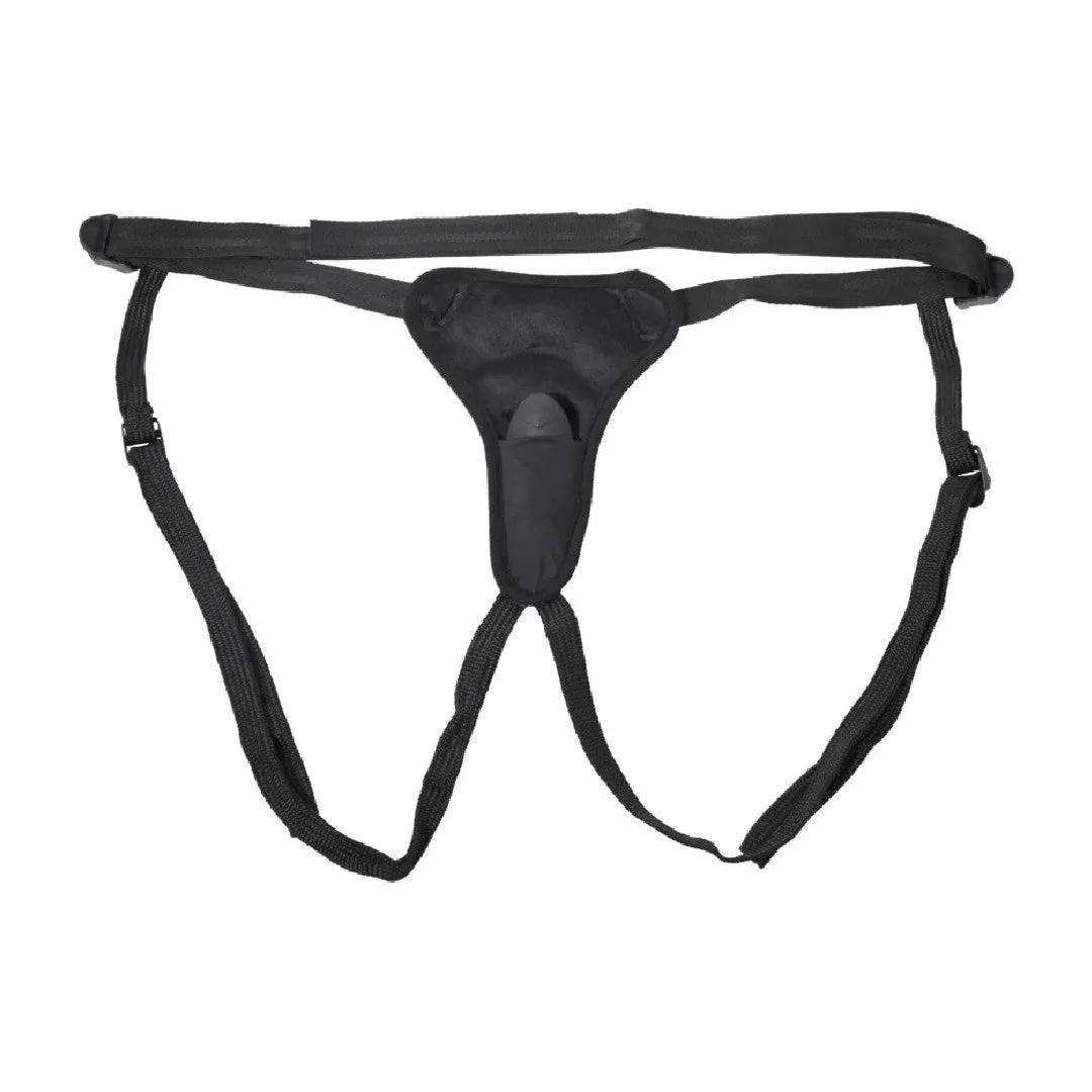 Hidden Pocket Strap On Harness With Remote Control Vibrator