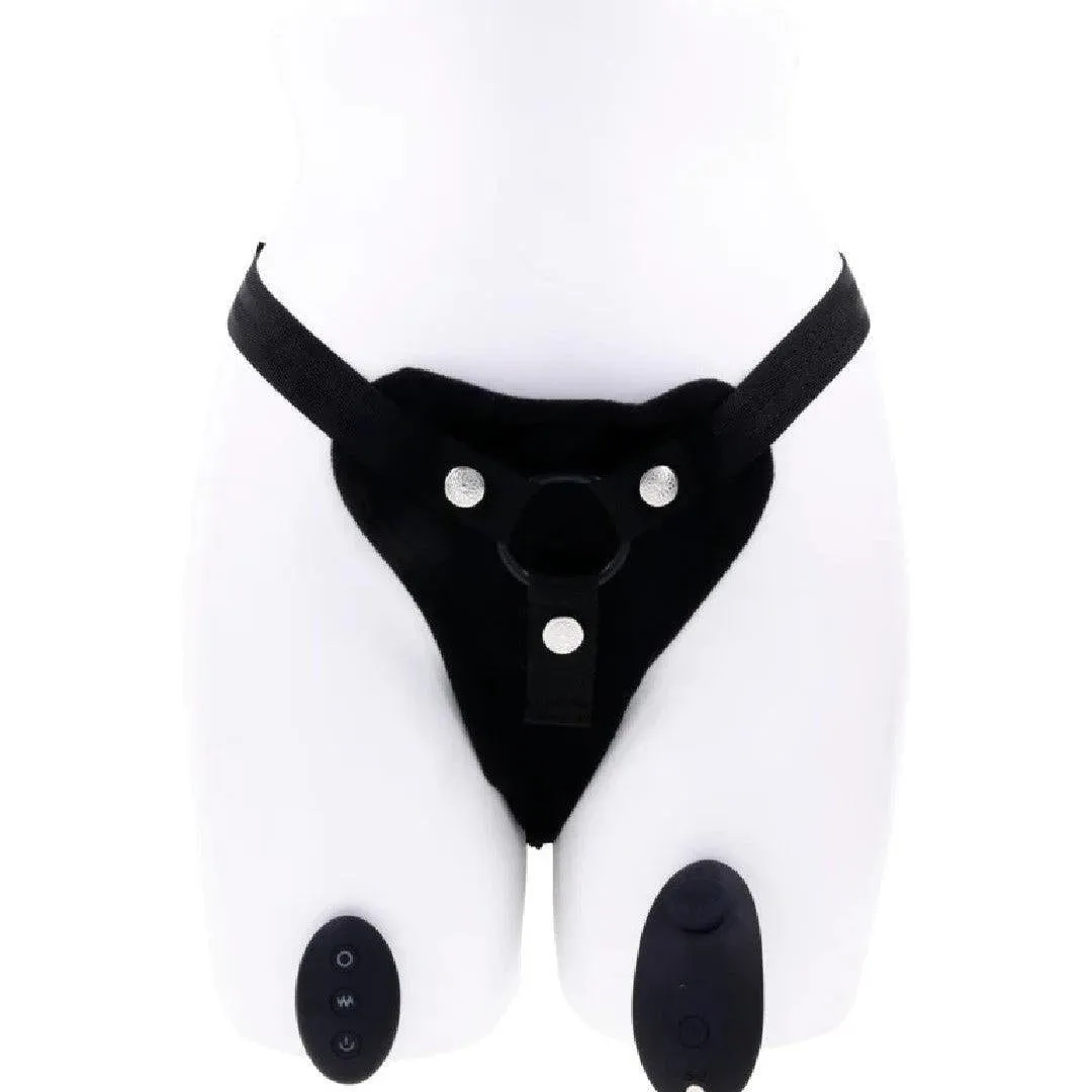 Hidden Pocket Strap On Harness With Remote Control Vibrator