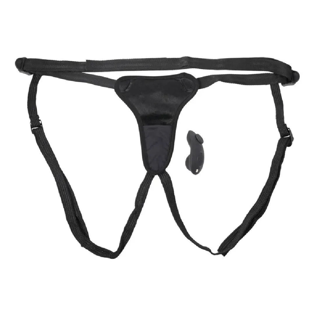 Hidden Pocket Strap On Harness With Remote Control Vibrator