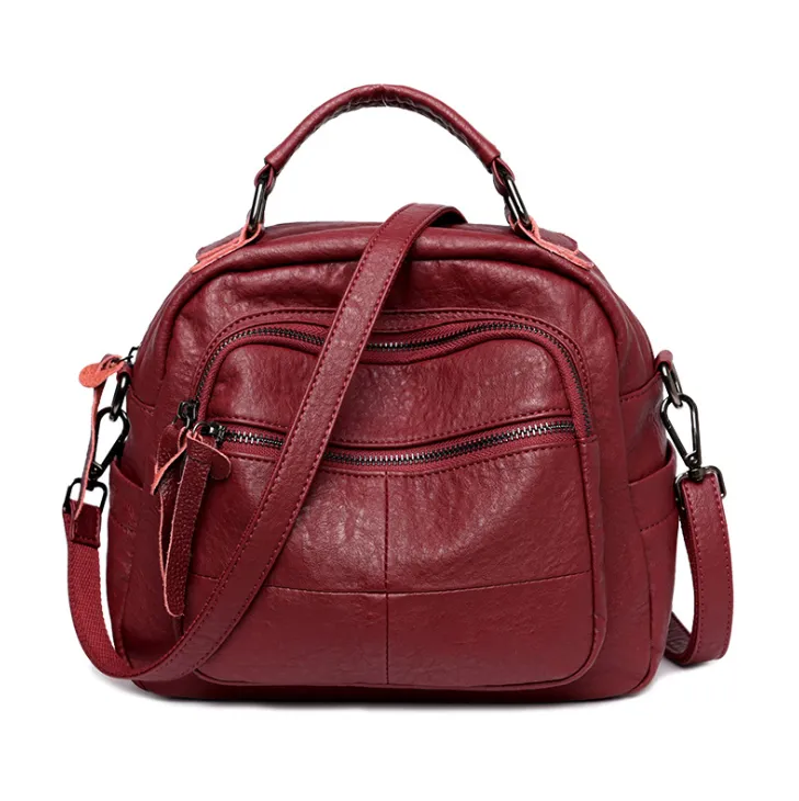 High-grade soft leather handbag 2021 bag retro casual large capacity middle-aged shoulder diagonal handbag