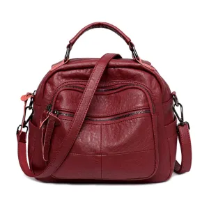 High-grade soft leather handbag 2021 bag retro casual large capacity middle-aged shoulder diagonal handbag
