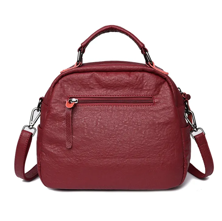 High-grade soft leather handbag 2021 bag retro casual large capacity middle-aged shoulder diagonal handbag