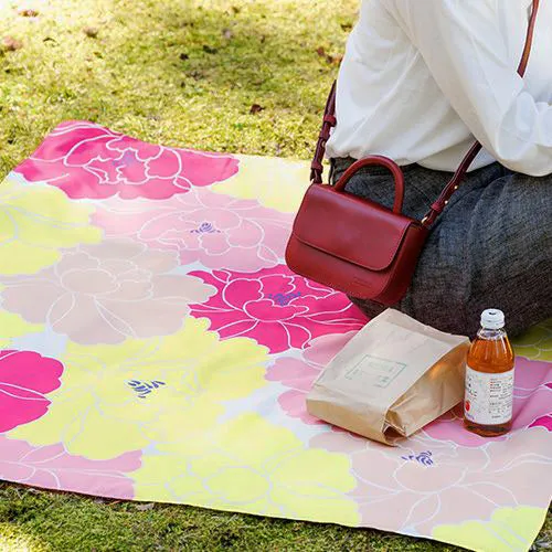 Himemusubi - Aqua Drop (Water repellent finish)  Botan  (peony)  牡丹  Rose - Furoshiki   100 x 100 cm