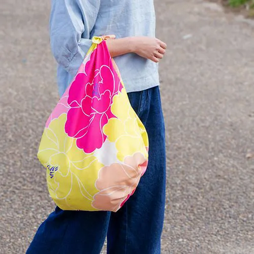 Himemusubi - Aqua Drop (Water repellent finish)  Botan  (peony)  牡丹  Rose - Furoshiki   100 x 100 cm