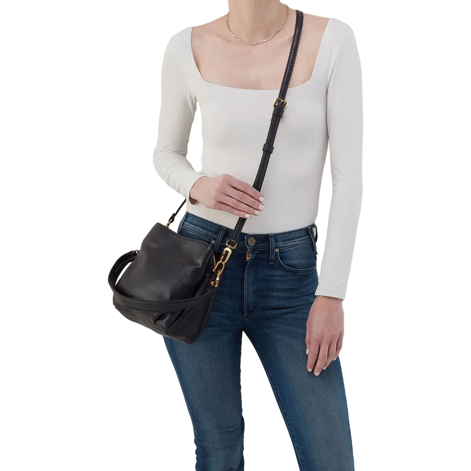 Hobo International Starr Convertible Shoulder Bag Black Pebbled Leather