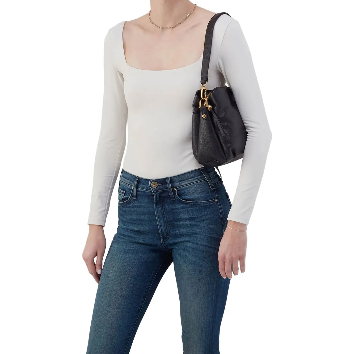 Hobo International Starr Convertible Shoulder Bag Black Pebbled Leather