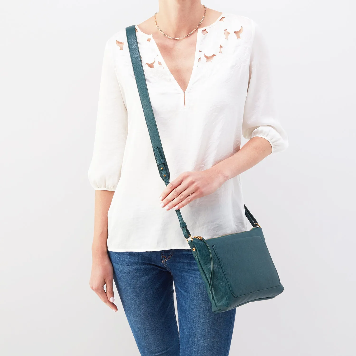 Hobo Tripp Medium Crossbody Dark Teal Velvet Pebbled Leather