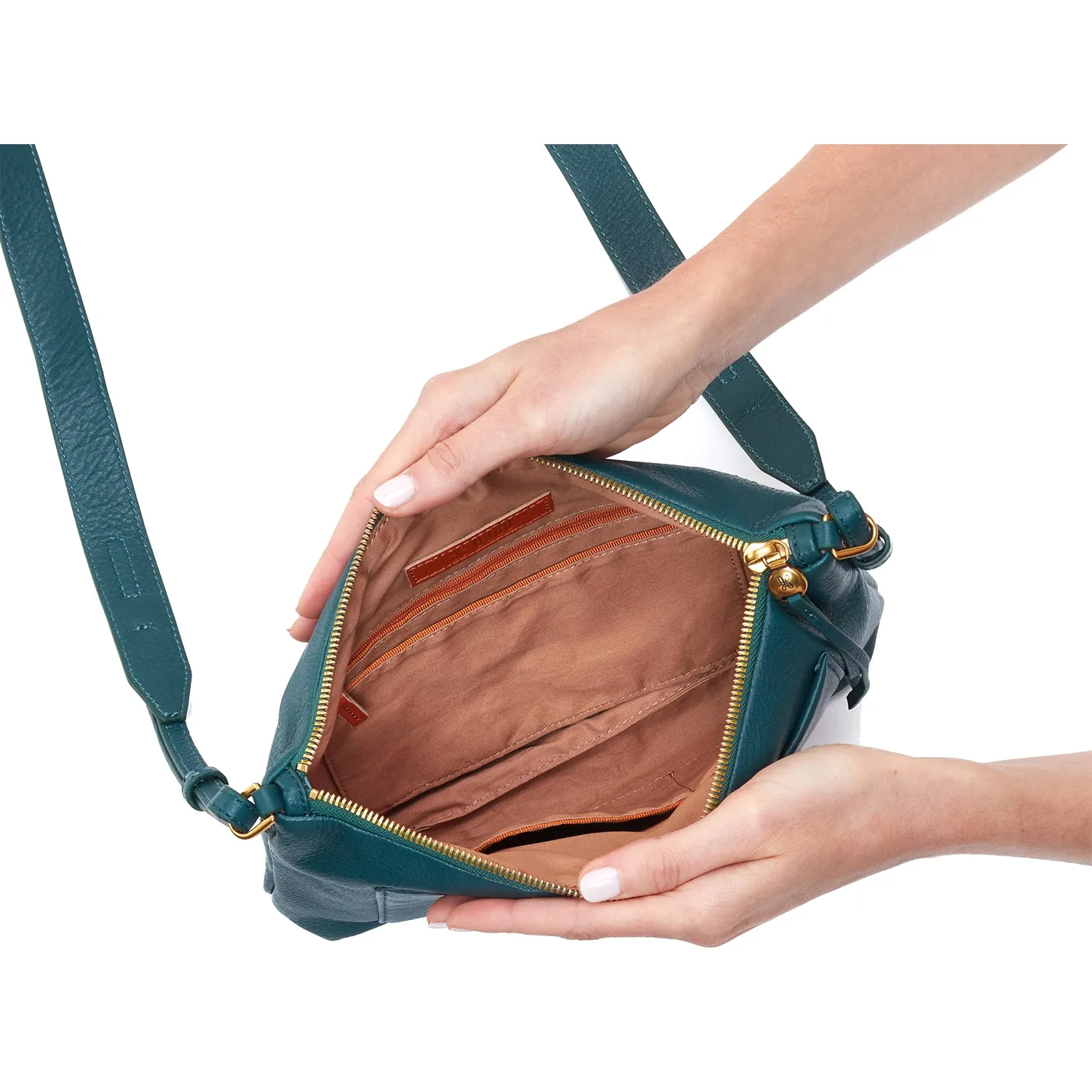Hobo Tripp Medium Crossbody Dark Teal Velvet Pebbled Leather