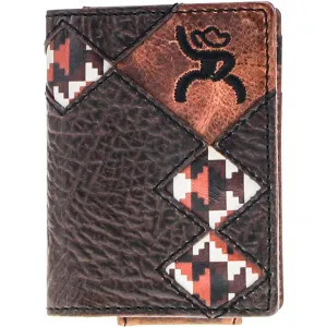 Hooey Tahonta Brown and Tan Diamond Patchwork Bifold Money Clip