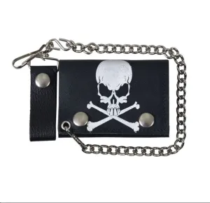Hot Leathers - Skull And Crossbones Wallet w/Chain