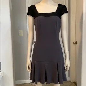 Jay Godfrey cap sleeves grey/black mesh detail dress size 4, NWOT