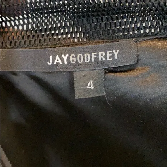 Jay Godfrey cap sleeves grey/black mesh detail dress size 4, NWOT
